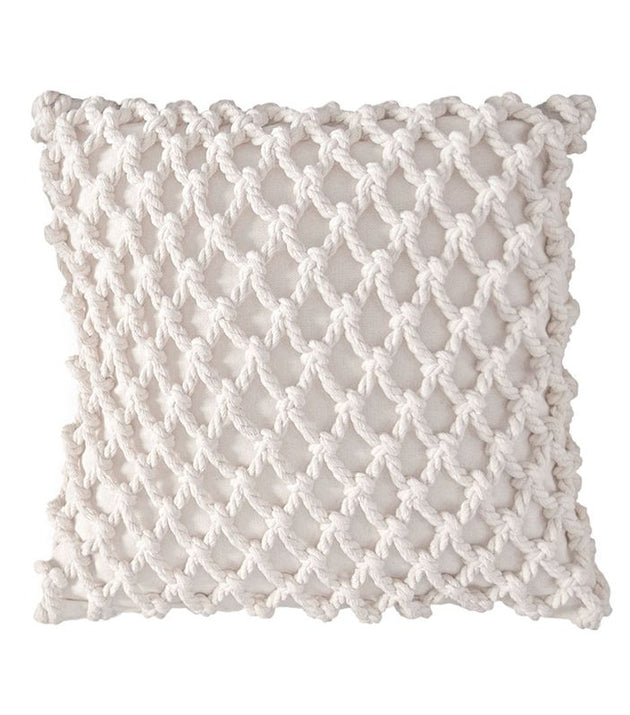 Capa de Almofada Macramê em Algodão Bege, Toque Artesanal e Conforto Único