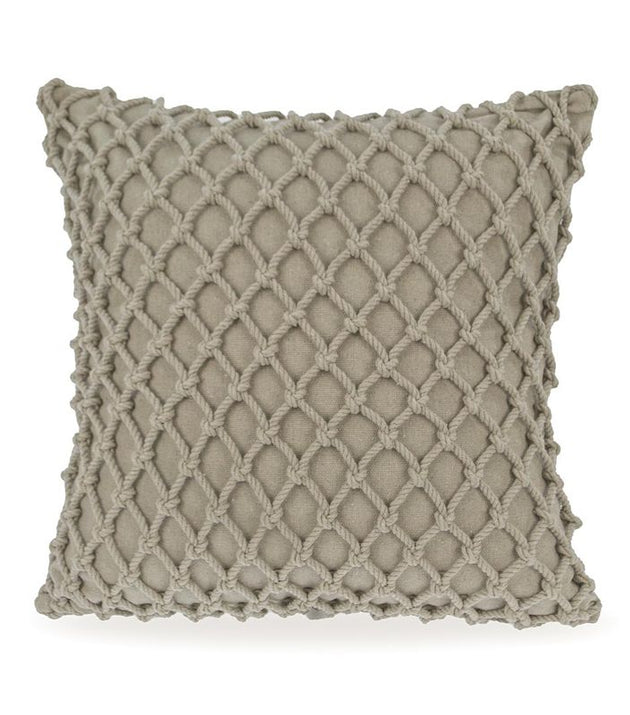 Capa de Almofada Macramê Artesanal Areia com Corda Algodão Decoração Sofisticada