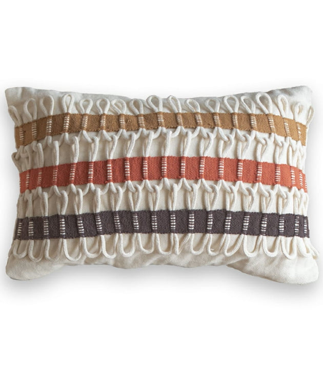 Capa de Almofada Corrente Artesanal Algodão Reciclado Cru Design Exclusivo Mamucabama