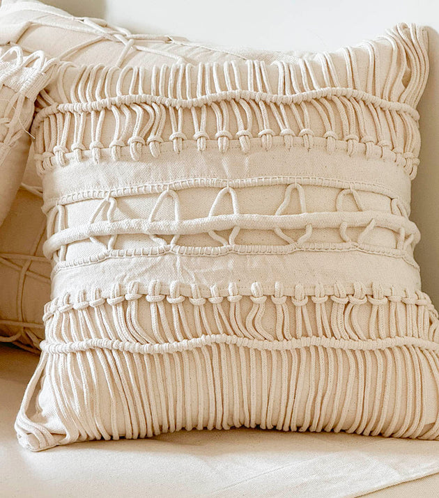 Capa de Almofada Estilizada Texturizada Algodão Neutra para Decoração Aconchegante Exclusiva