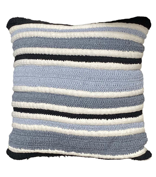 Capa de Almofada Crochê Listrada: Design Moderno, Algodão e PET Sustentável