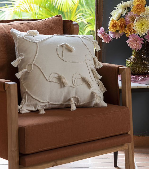 Capa de Almofada Caracol 50x50cm Algodão | Design Orgânico Texturizado