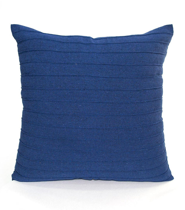 Capa de Almofada Drapeada Azul Bic Ecológica Algodão Reciclado 50x50cm Decorativa