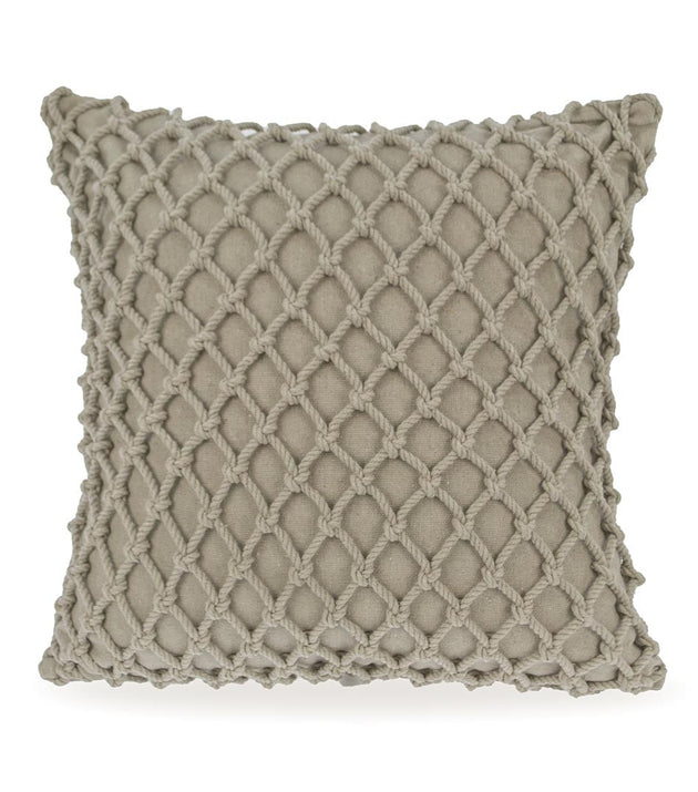 Capa de Almofada Macramê Artesanal Areia com Corda Algodão Decoração Sofisticada
