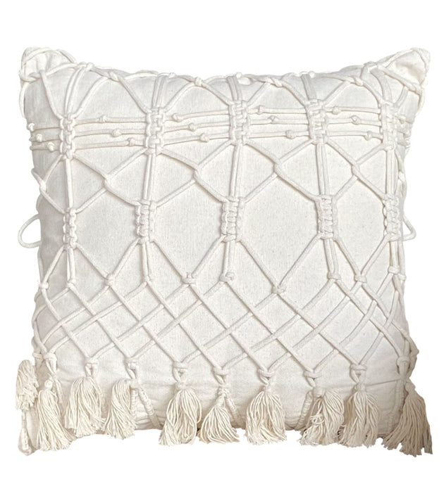 Capa de Almofada Decorativa Macramê Artesanal 100% Algodão 50x50cm Conforto e Estilo