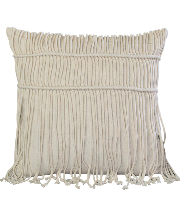 Capa de Almofada Macramê Cult: Elegância Boêmia com Franjas 100% Algodão