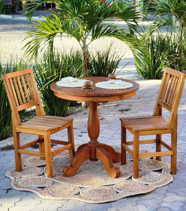 Mesa Redondo Peroba Rosa.