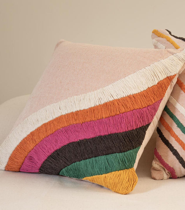 Capa de Almofada Grafismo Diagonal Moderna Vibrante para Decoração Casa Algodão Sustentável