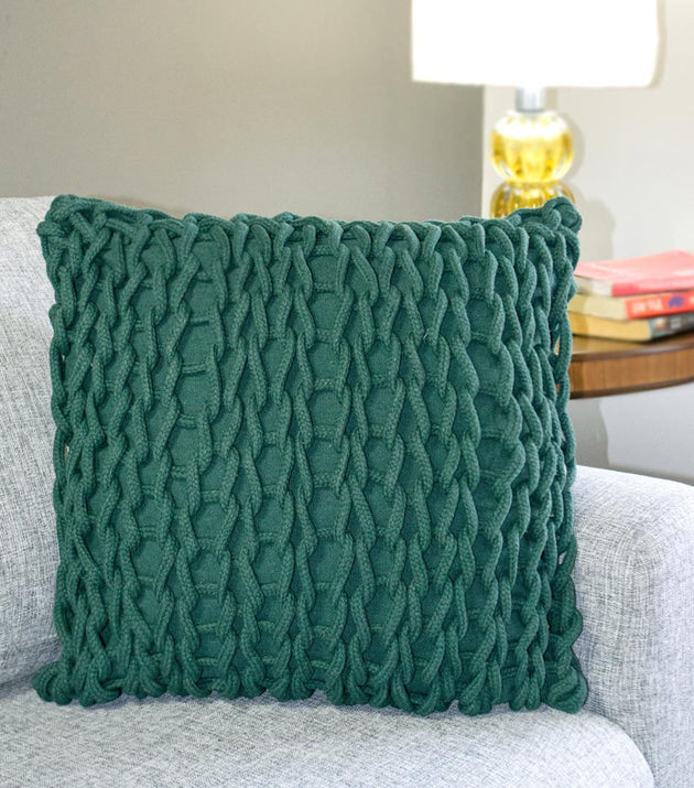 Capa de Almofada Crochê Macio Ecológico Verde 50x50cm para Conforto e Estilo