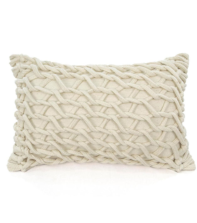 Capa de Almofada Trama Texturizada Bege Aconchegante Algodão Decoração Sofá Cama Quarto