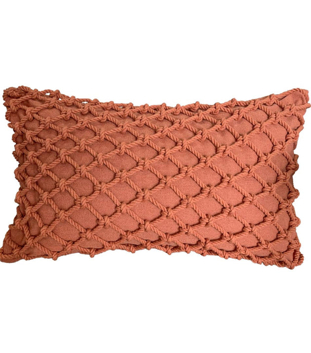 Capa de Almofada Macramê Artesanal Cor Telha: Textura Única, Algodão, Decoração