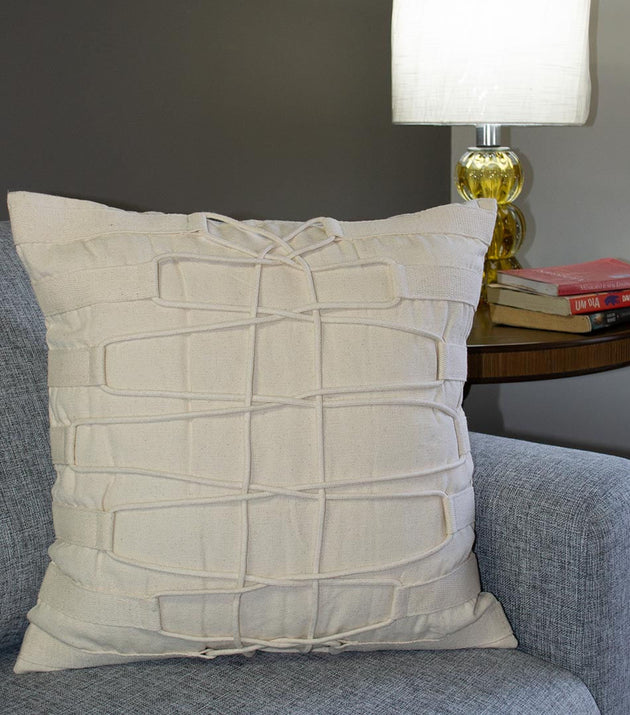 Capa Almofada Trançada Algodão Natural Macia Decorativa Boho Conforto Casa