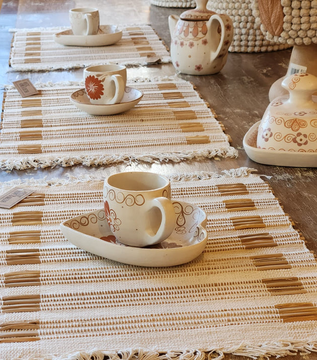Sousplat algodão com palha natural 45cm x 35cm