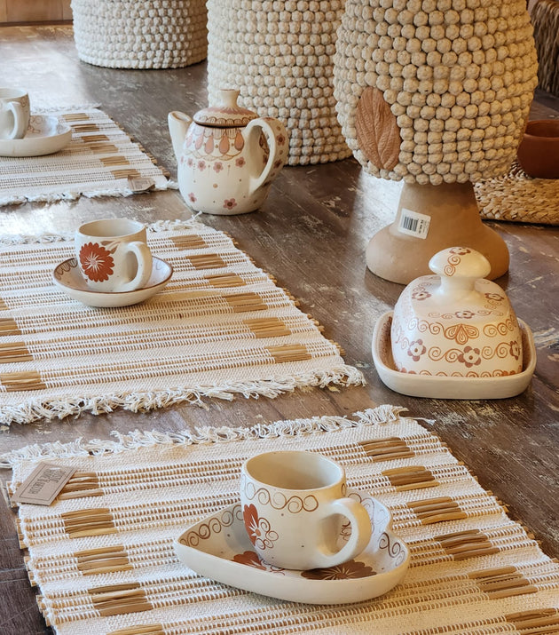 Sousplat algodão com palha natural 45cm x 35cm