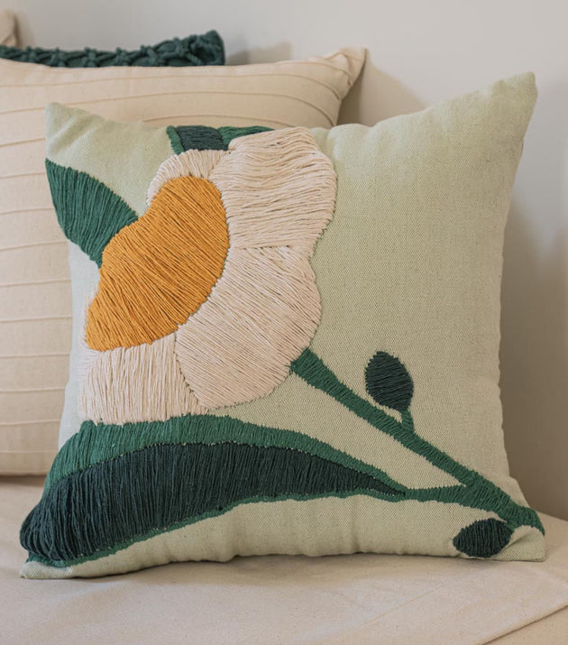 Capa de Almofada Decorativa Matcha: Algodão PET Sustentável, Design Orgânico 50x50cm