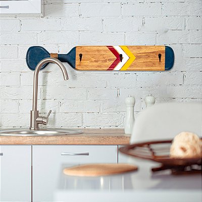 Remo Decorativo Náutico Artesanal Madeira 50cm - Estilo Marinho Pintura Exclusiva