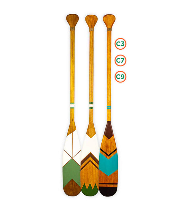 Kit 3 Remos Decorativos Canadenses Artesanais Madeira: C3, C7, C9 - Estilo Náutico