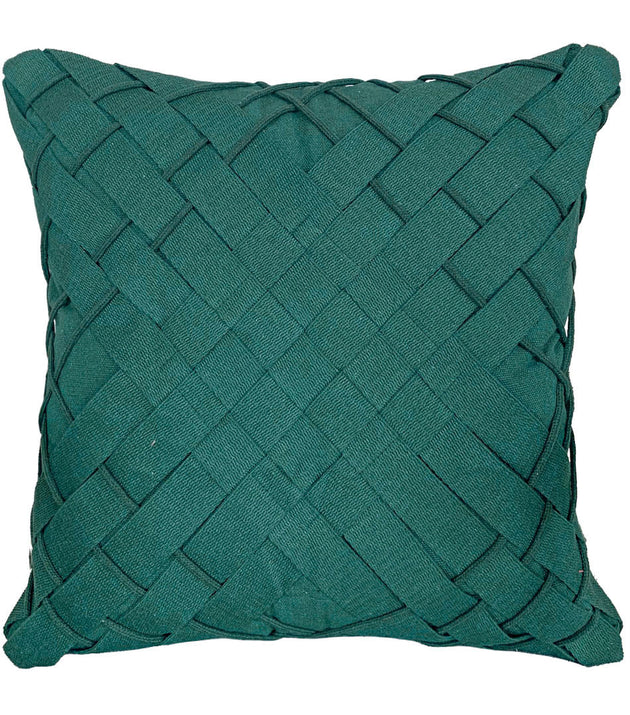 Capa Almofada Trançado Diagonal Verde Luxuosa Decoração Sofisticada Conforto Lar