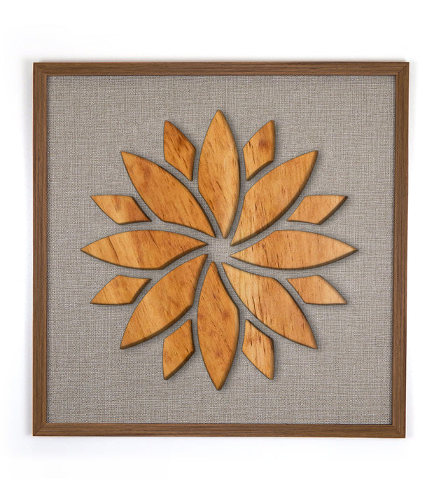 Quadro Artesanal Flor de Lótus Alto Relevo Decorativo para Casa Tukã