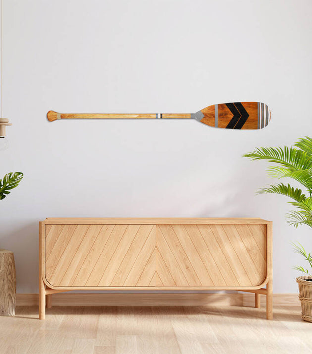 Remo Decorativo Artesanal Tribal Madeira Natural - Pintura Exclusiva 06 para Parede