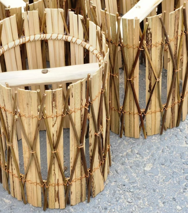 Luminária Tubo Fibras Naturais