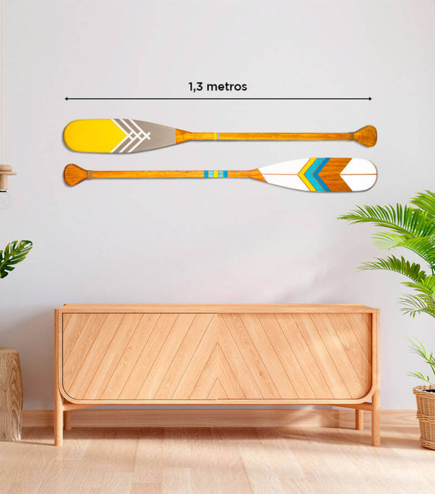 Kit 2 Remos Decorativos Canadenses Artesanais Madeira Pinturas C4 C5 Únicos