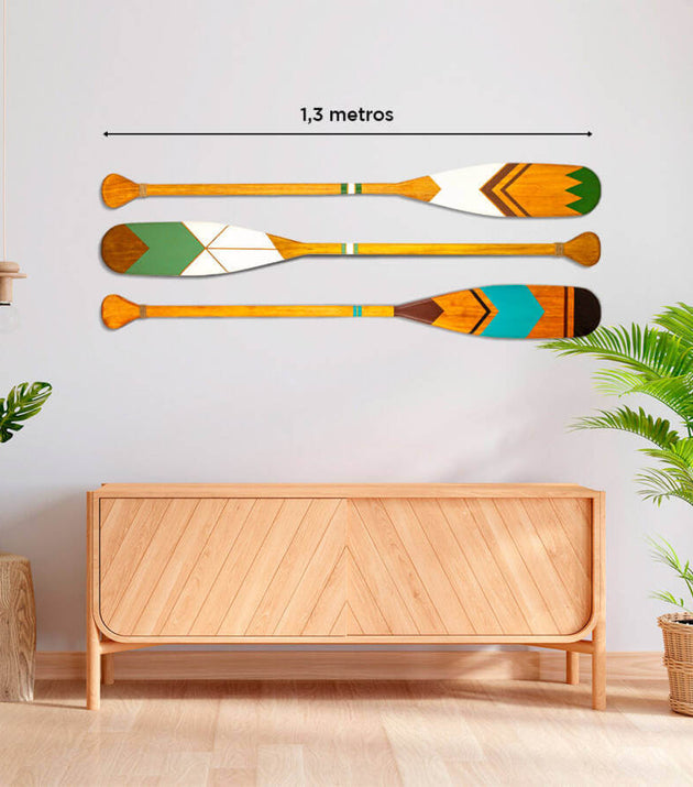 Kit 3 Remos Decorativos Canadenses Artesanais Madeira: C3, C7, C9 - Estilo Náutico