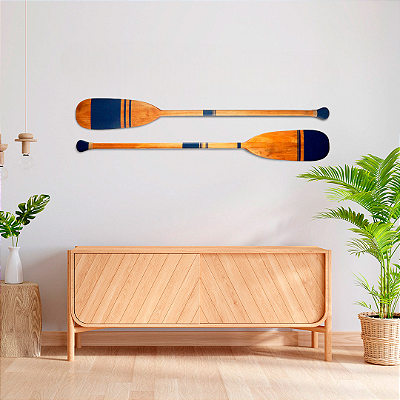 Kit 3 Remos Decorativos Artesanais em Madeira com Pinturas Tribais Étnicas