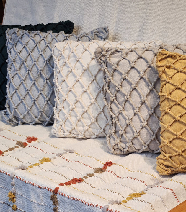 Capa de Almofa Macramê Com Corda 45x45