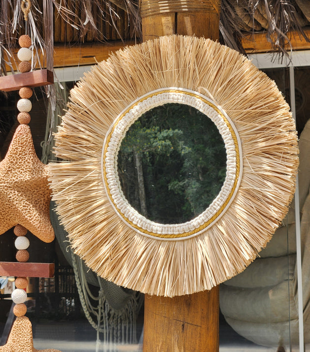 Espelho Palha da Costa c/ Macramê.