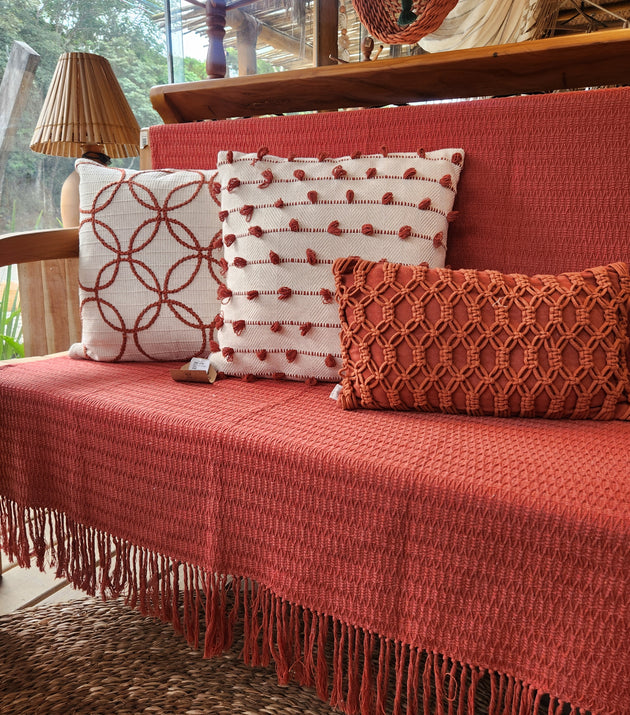 Manta Xale Favo de Mel Trabalhado Sofá. 140 x 160cm