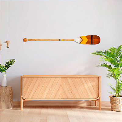 Remo Decorativo Artesanal Tribal Madeira Natural - Pintura Exclusiva 06 para Parede