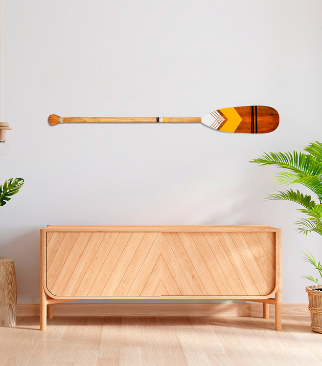 Remo Decorativo Tribal Artesanal de Madeira Natural Único para Parede