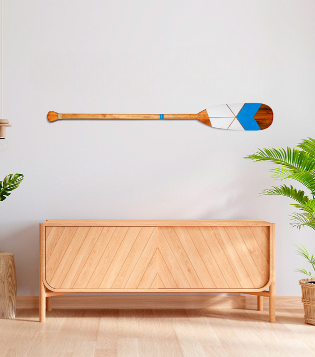 Remo Decorativo Artesanal Tribal em Madeira Natural, Pintura Exclusiva para Parede