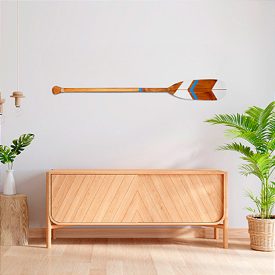 Remo Decorativo Artesanal Tribal Madeira Natural - Pintura Exclusiva 06 para Parede