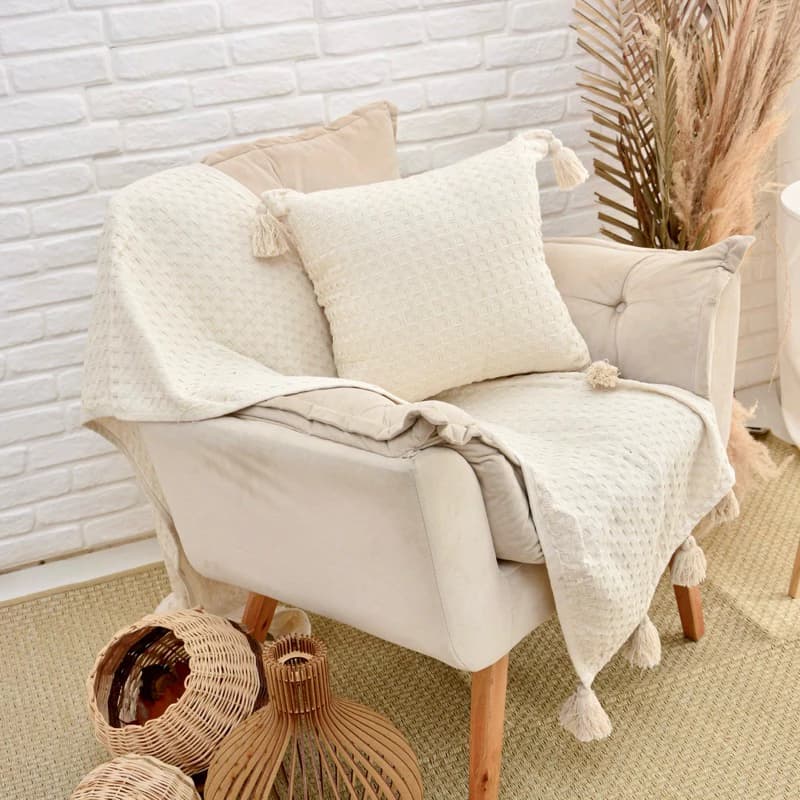 Capa de almofada Pompom 45cmx45cm