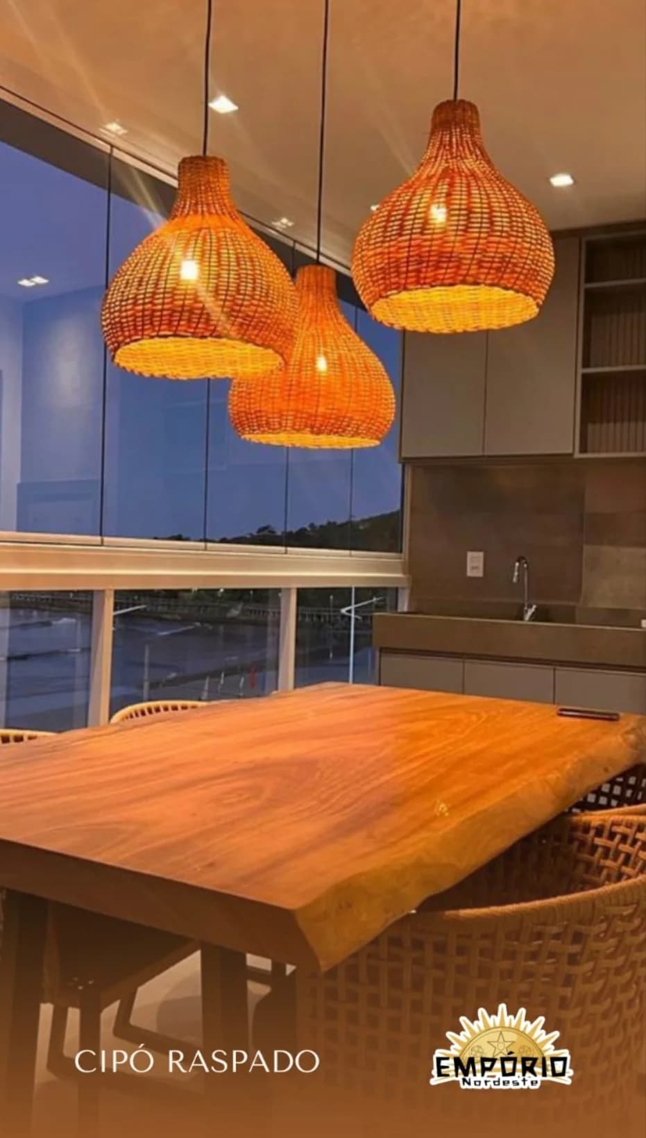 Luminária Cipó Natural 45cm