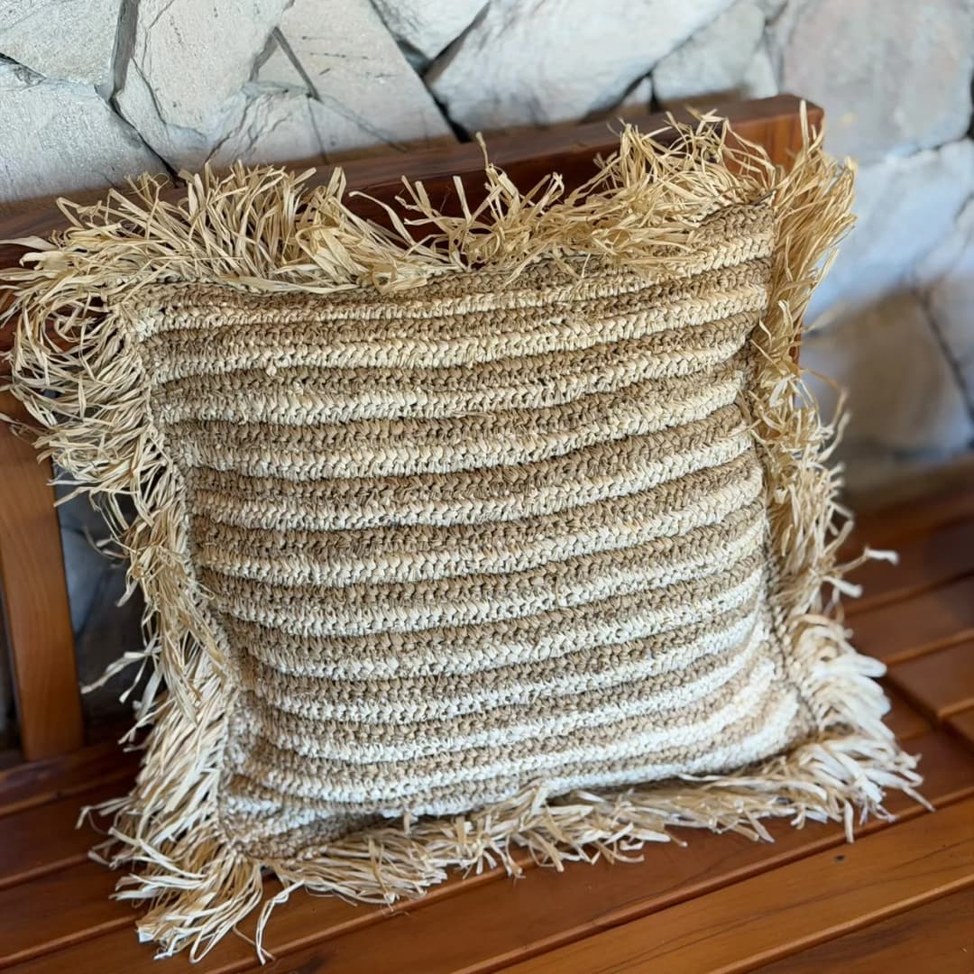 Capa de Almofada Bali - Ráfia listrada