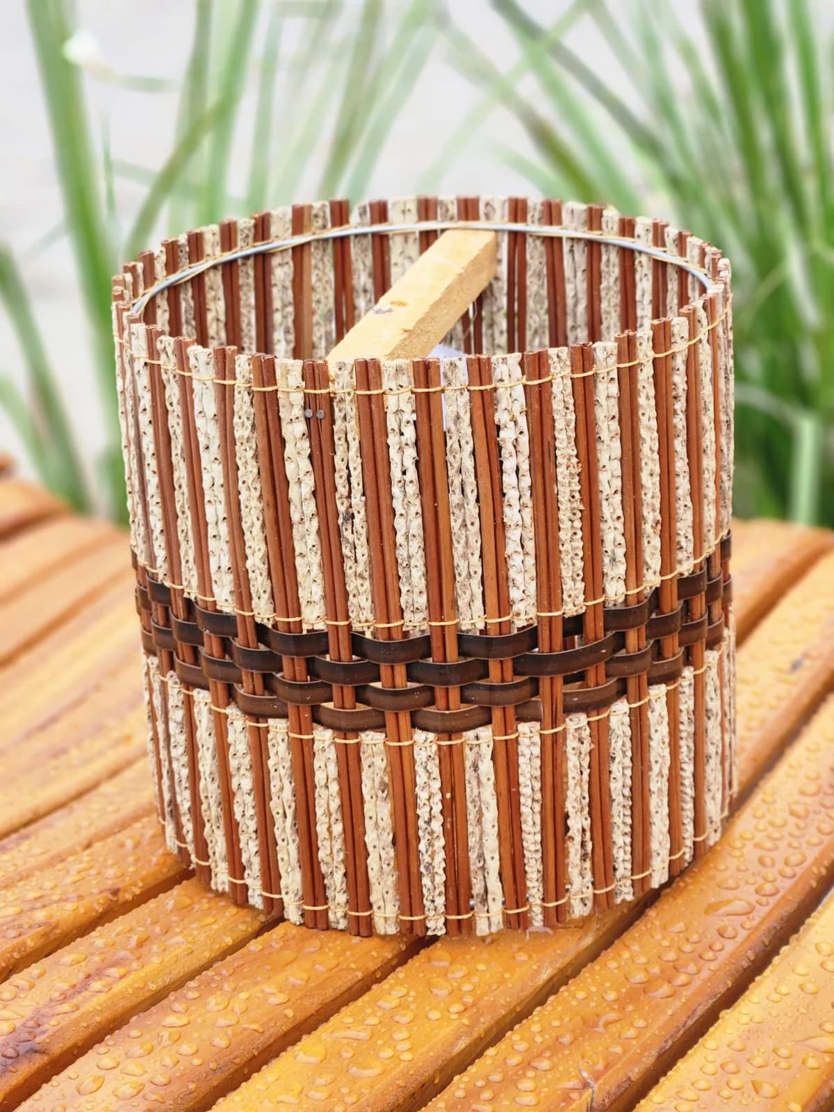 Luminária Tubo Fibras Naturais