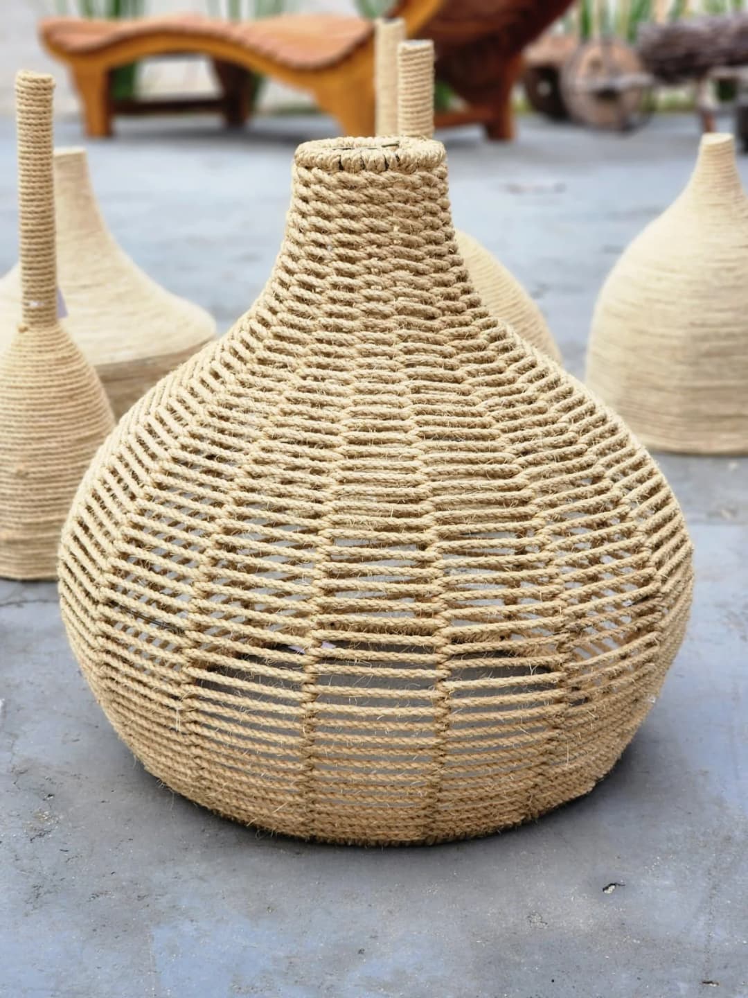 Luminária Gota Vazada Sisal