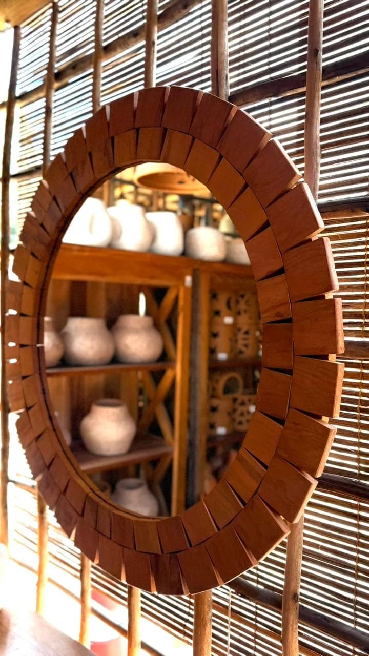 Espelho de madeira redondo 1,50m 