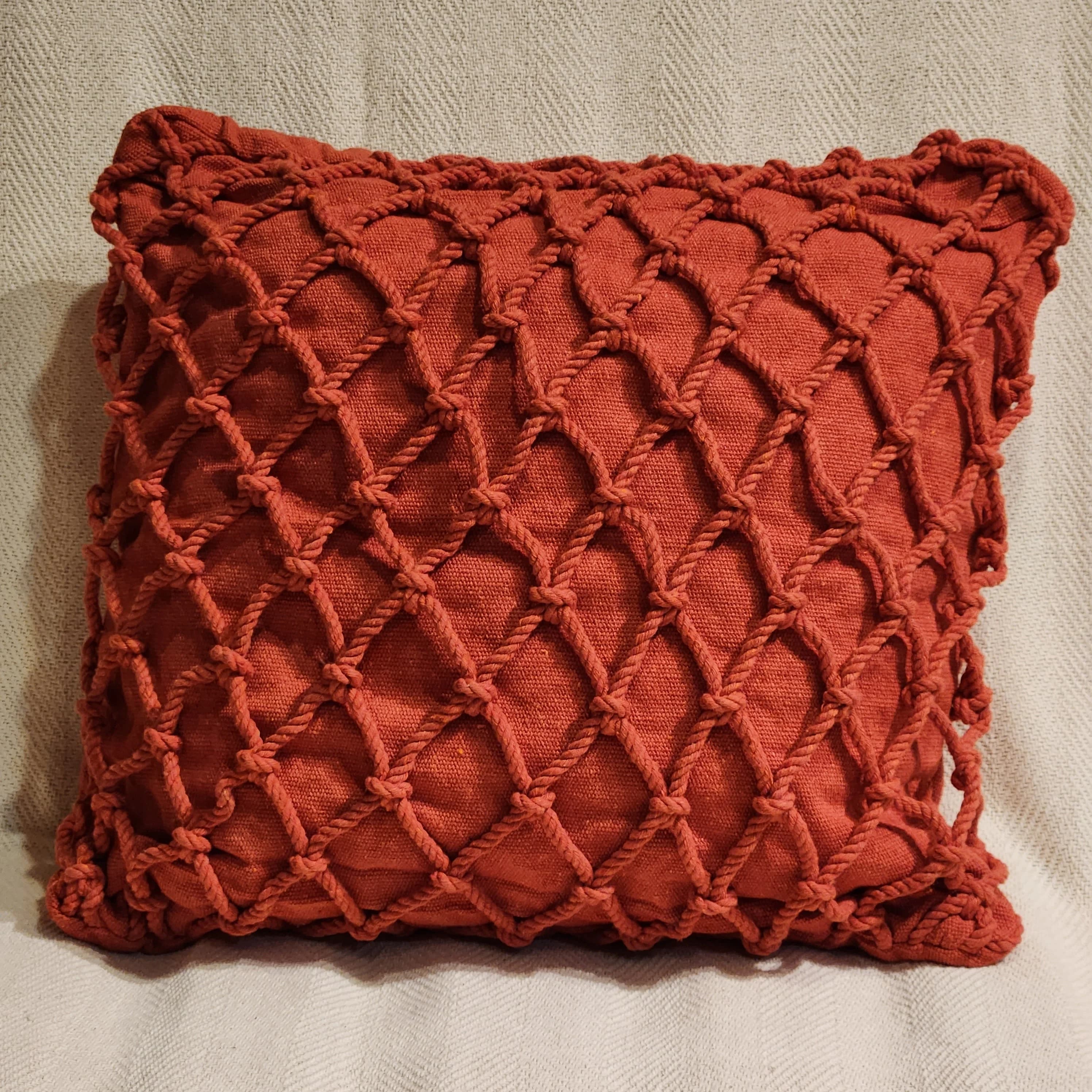 Capa de Almofa Macramê Com Corda 45x45