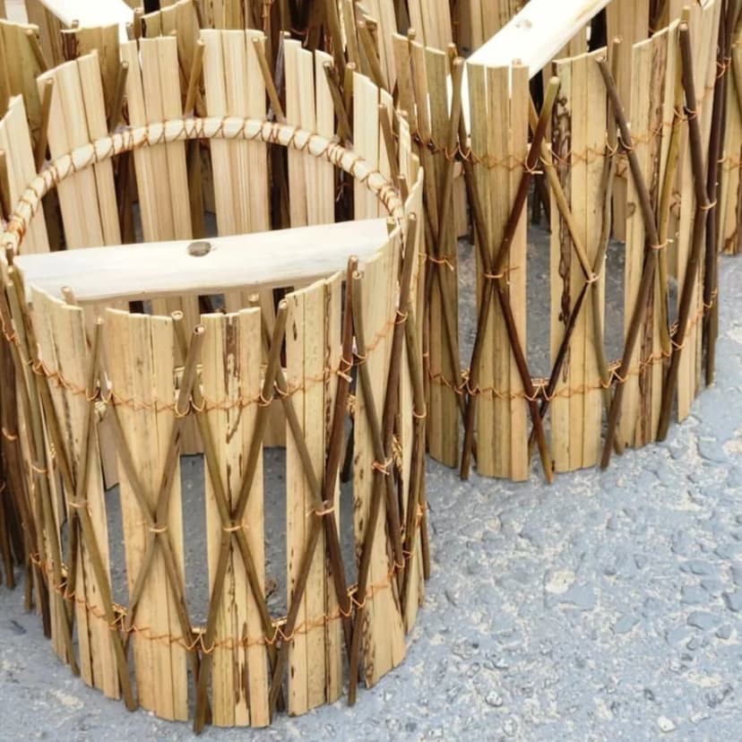 Luminária Tubo Fibras Naturais