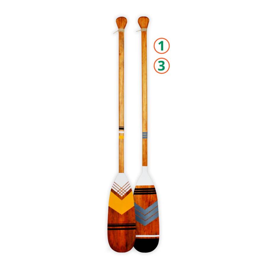 Kit 2 Remos Decorativos Tribais Artesanais Madeira | Pinturas Únicas 01 e 03