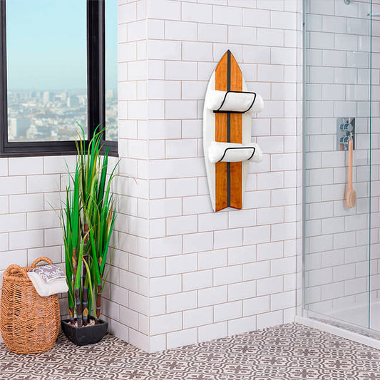 Porta Toalhas Cabideiro Decorativo Prancha de Surf Artesanal Madeira 78cm Estilo Praiano