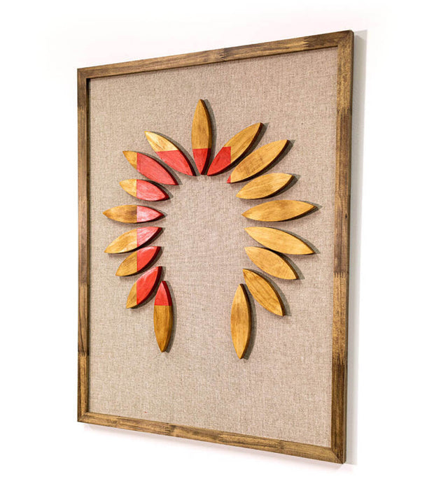 Quadro Mosaico Lenda Indígena Artesanal Madeira 80x62cm Decorativo Único Parede