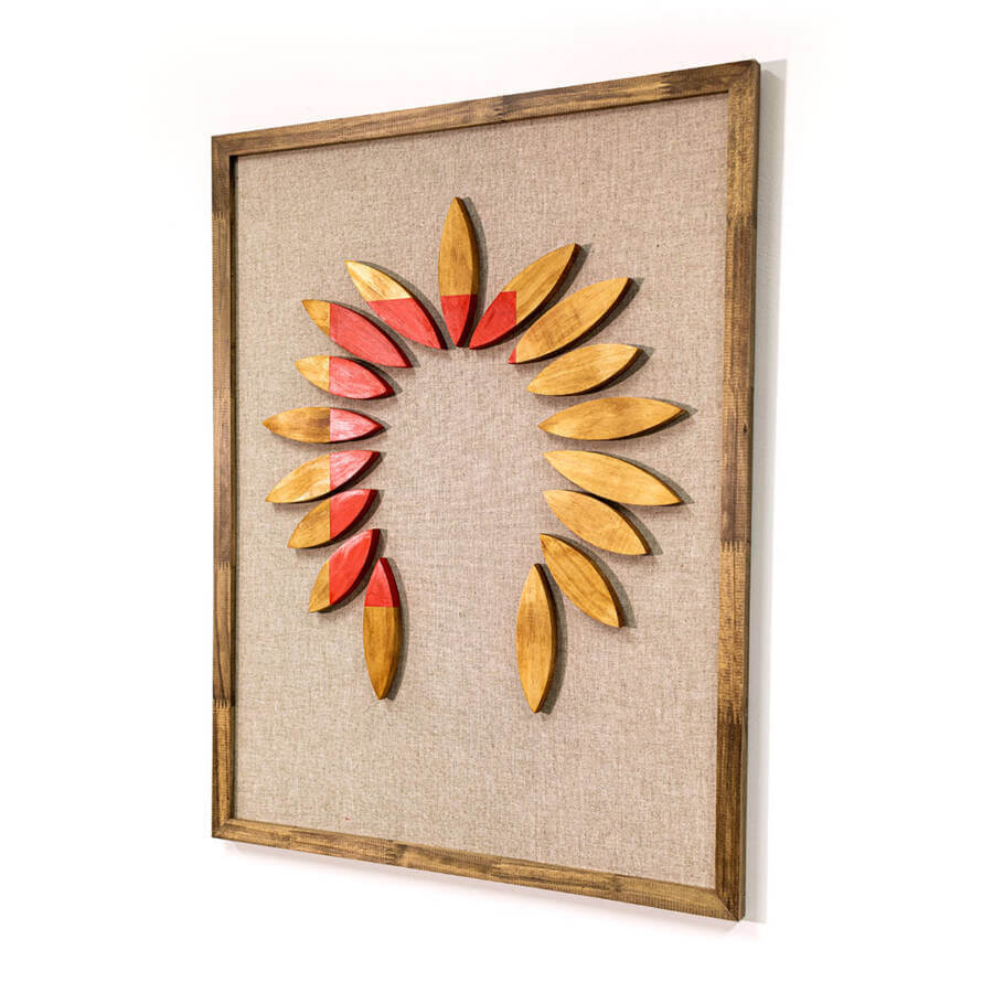 Quadro Mosaico Lenda Indígena Artesanal Madeira 80x62cm Decorativo Único Parede