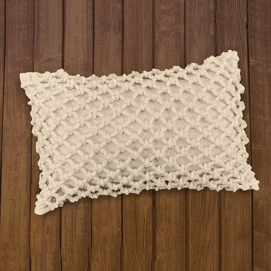 Capa de Almofada Macramê Artesanal em Algodão com Cordas – Estilo Boho Chic