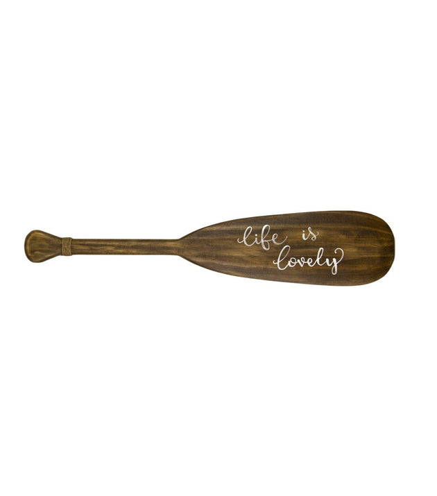 Remo Decorativo Artesanal 'Life is Lovely' Madeira Natural 70cm para Parede