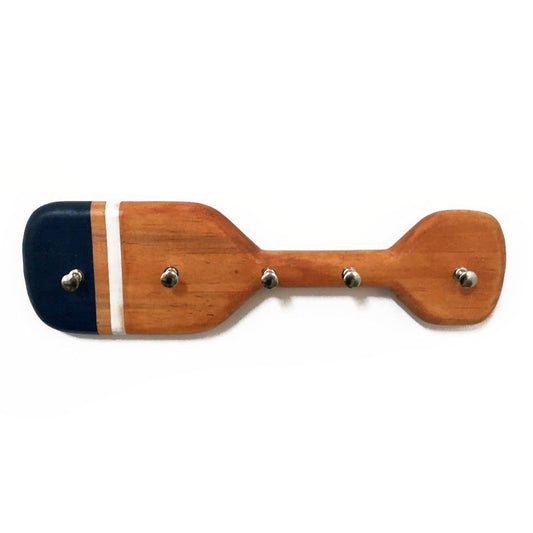 Porta Chaves Decorativo Remo Azul Artesanal Marítimo Parede Madeira 30x8cm